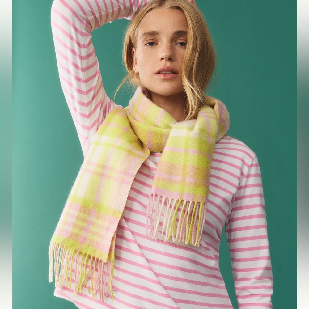 Maeve Lightweight Plaid Wool scarf.